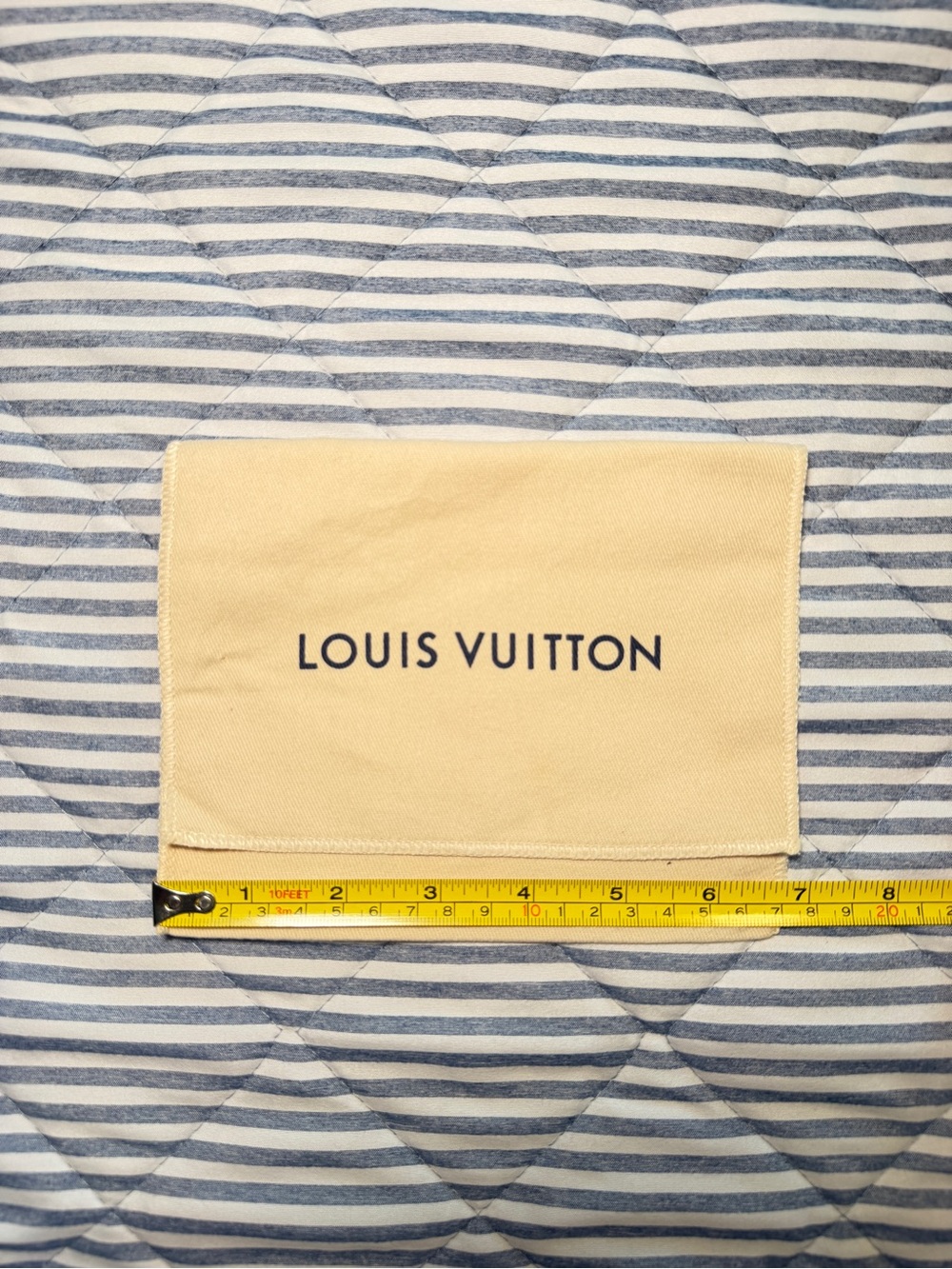 Louis Vuitton Cream Canvas Dust Pouch with Navy Logo 7Wx 5.5L in